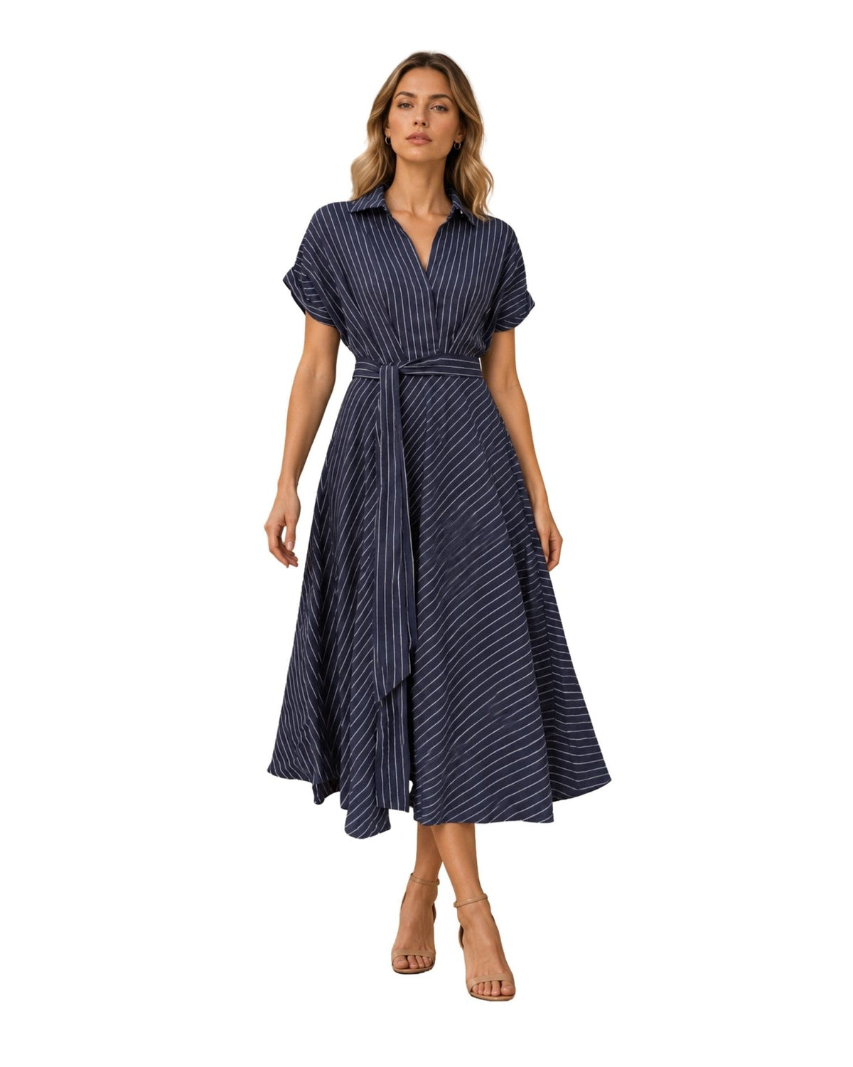 The Marigold Stripe Belted Midi-Dress - pookie and sebastian