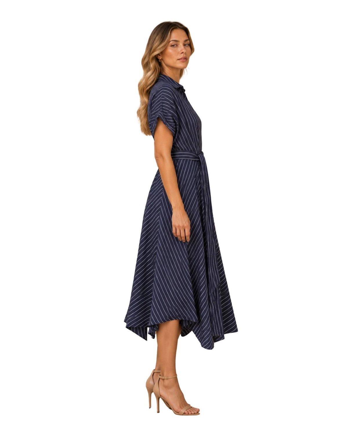 The Marigold Stripe Belted Midi-Dress - pookie and sebastian