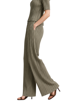 The Elodie Olive Pleated Wide-Leg Pants - pookie and sebastian