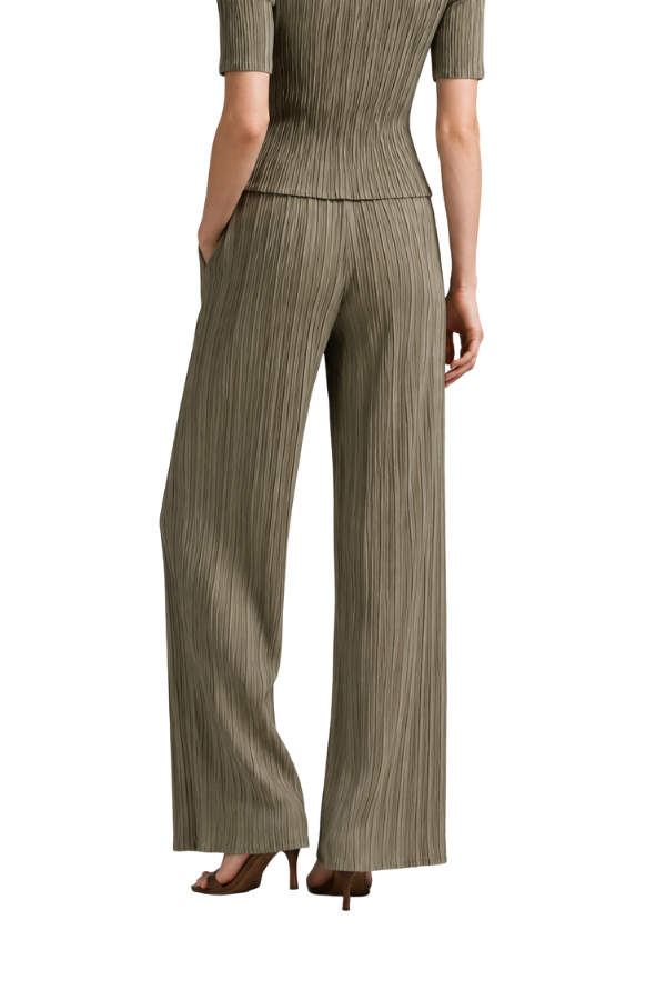 The Elodie Olive Pleated Wide-Leg Pants