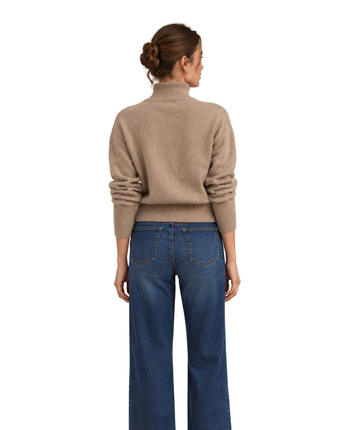 The Elina Mock Neck Knit Sweater - Light Mocha - pookie and sebastian