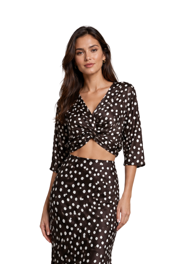 The Nuri Polka Dot Knot Top