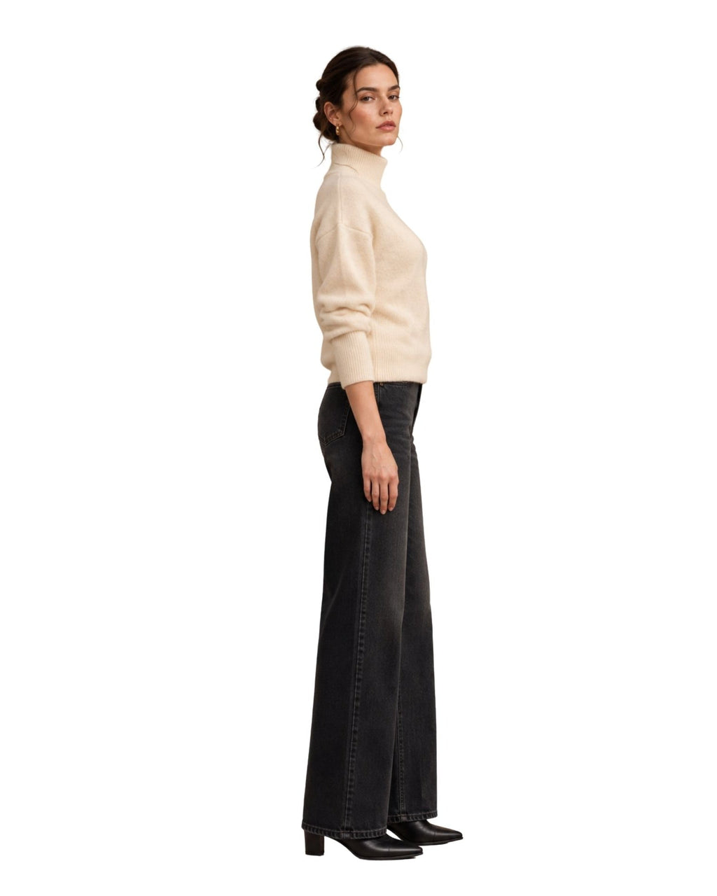 The Elina Mock Neck Knit Sweater - Cream - pookie and sebastian
