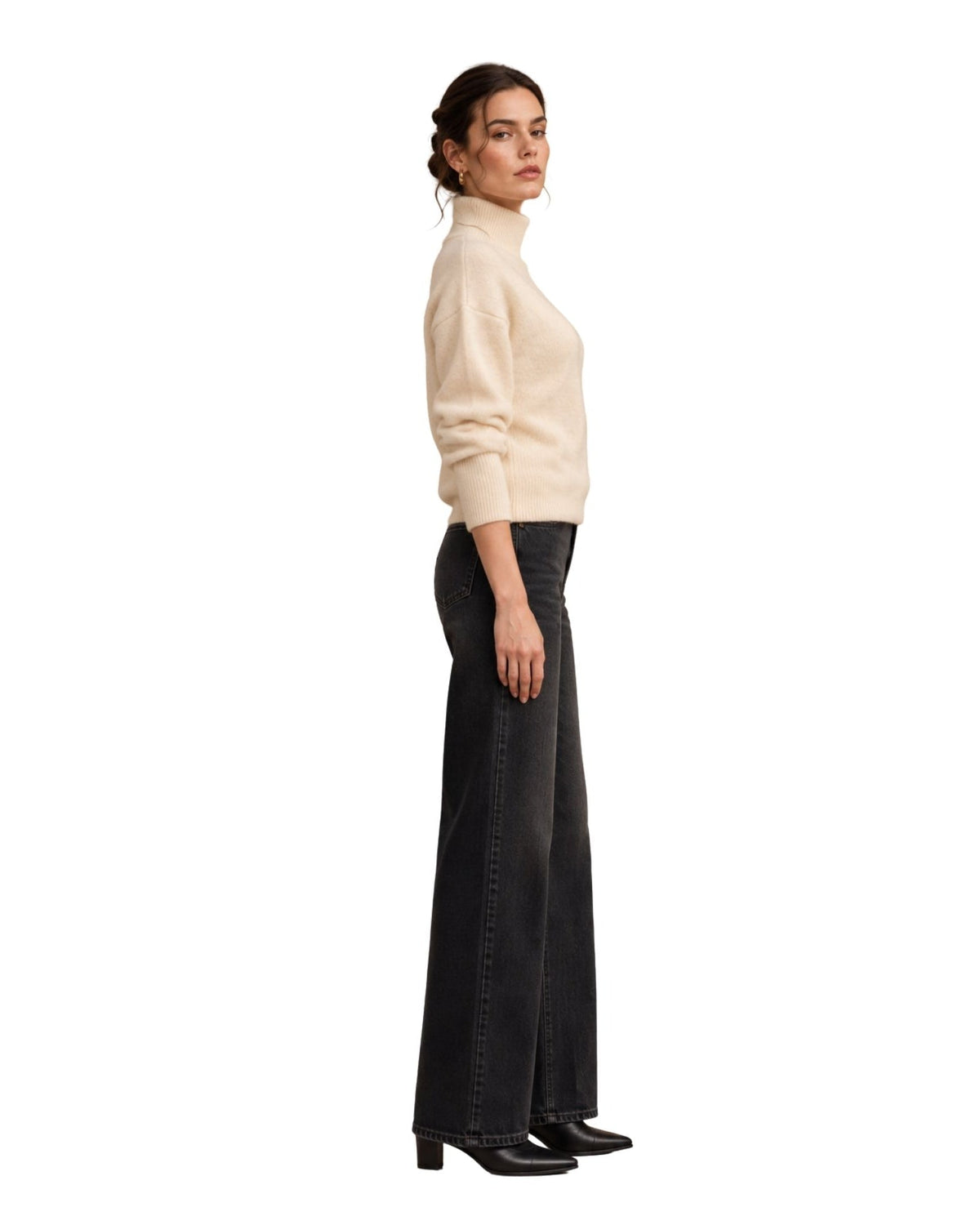 The Elina Mock Neck Knit Sweater - Cream - pookie and sebastian
