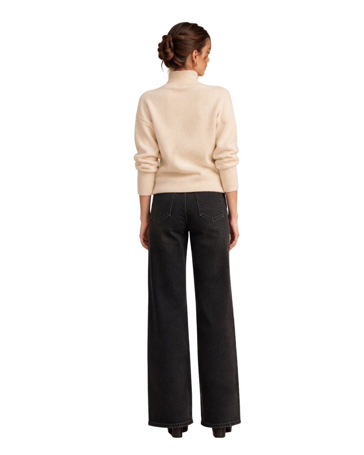 The Elina Mock Neck Knit Sweater - Cream - pookie and sebastian