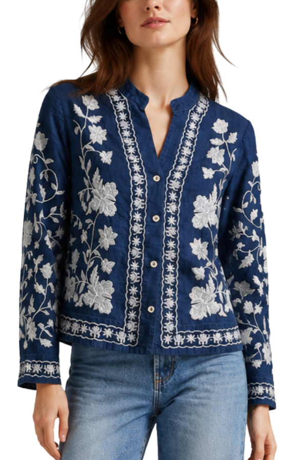 The Veronika Embroidered Jean Top