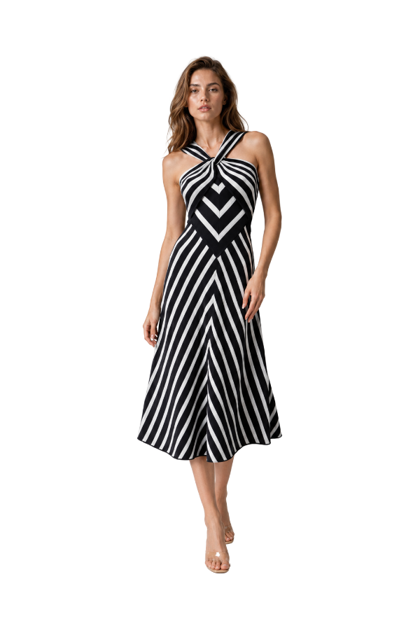 The Helena Striped Knit Midi Dress