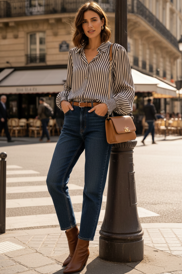 The Sophie Striped Bubble Blouse
