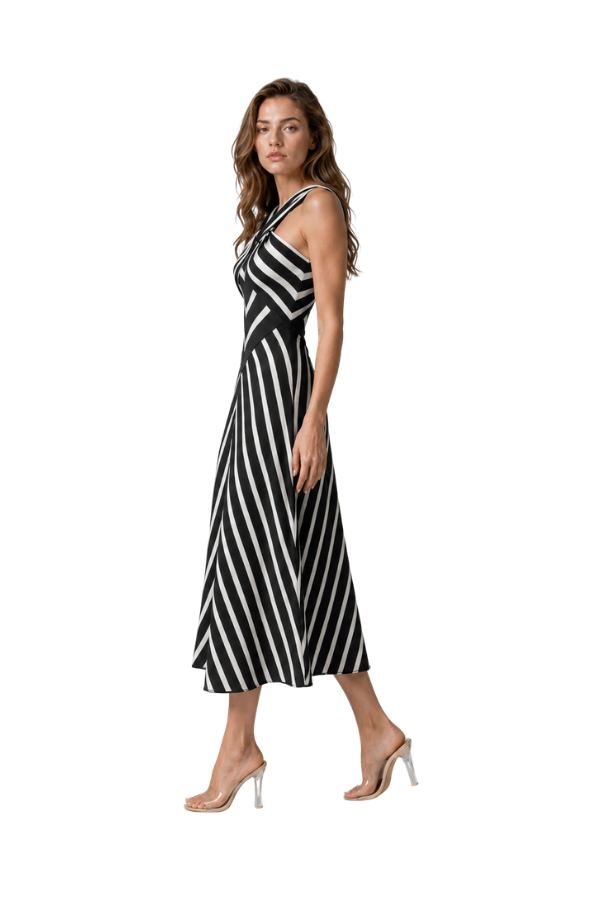 The Helena Striped Knit Midi Dress