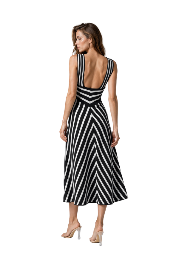 The Helena Striped Knit Midi Dress