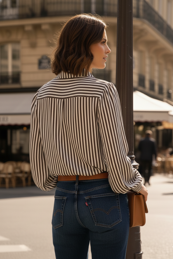 The Sophie Striped Bubble Blouse