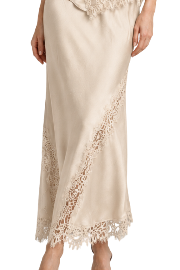 The Diana Mixed Lace Midi Skirt - pookie and sebastian