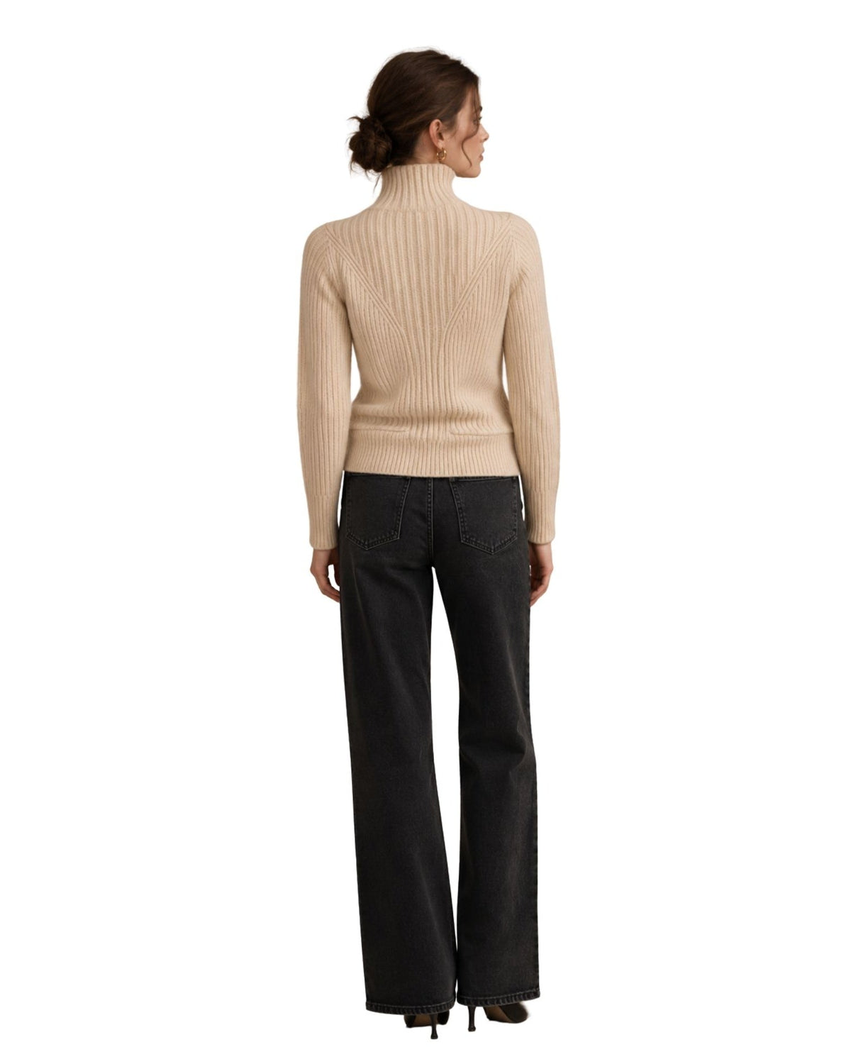 The Estella Zip-Up Ribbed Knit Cardigan - Ivory - pookie and sebastian