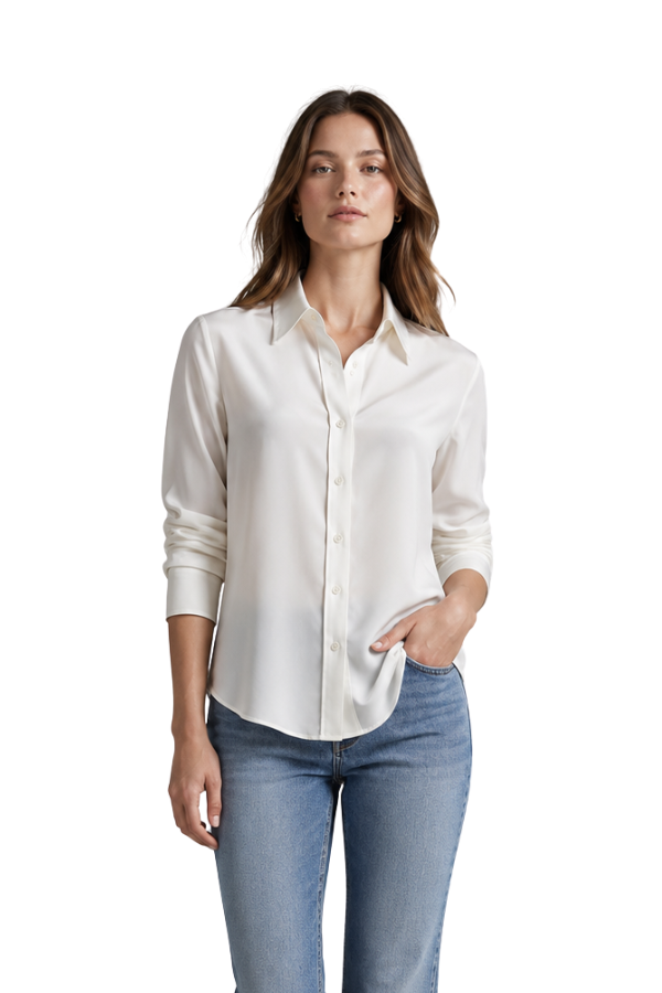 The Nour White Button-Up Blouse