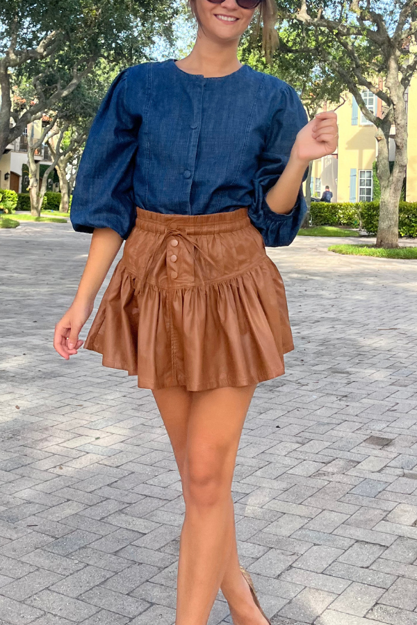 RL Pleather Ruffle Skirt