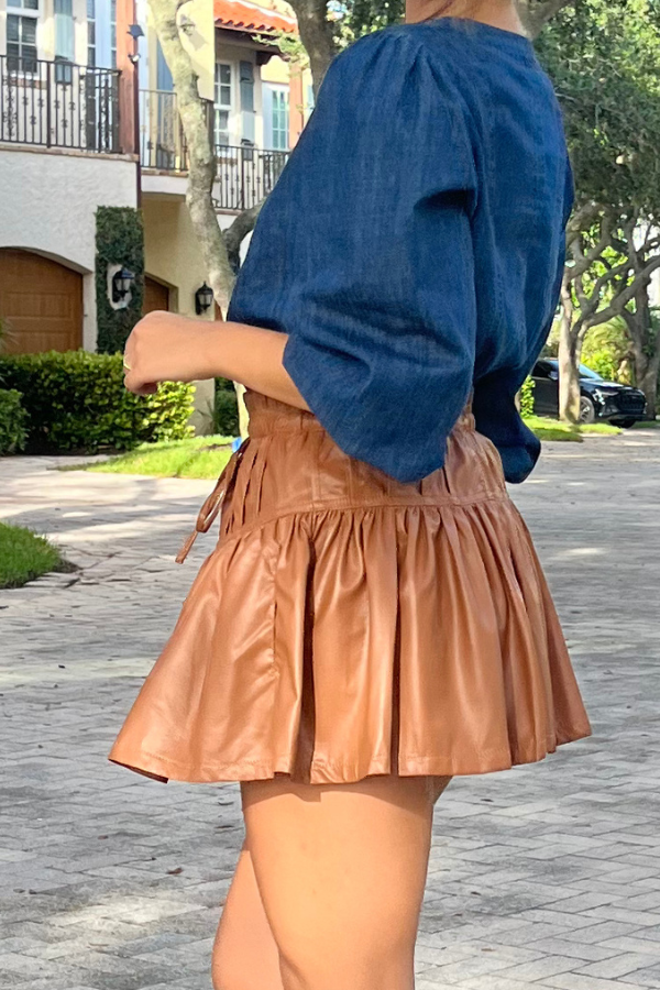 RL Pleather Ruffle Skirt
