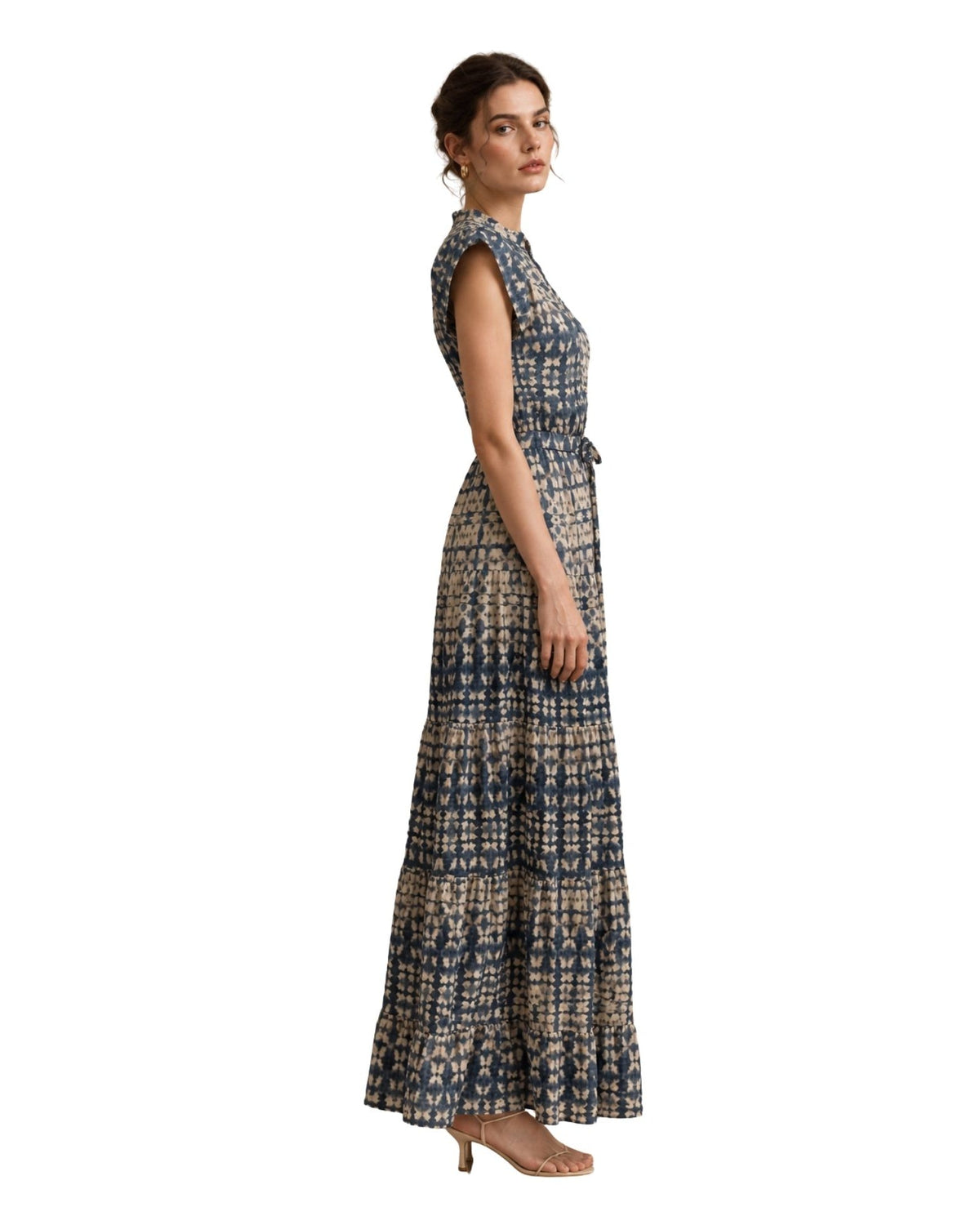The Nina Batik Print Tiered Maxi Dress - Navy - pookie and sebastian