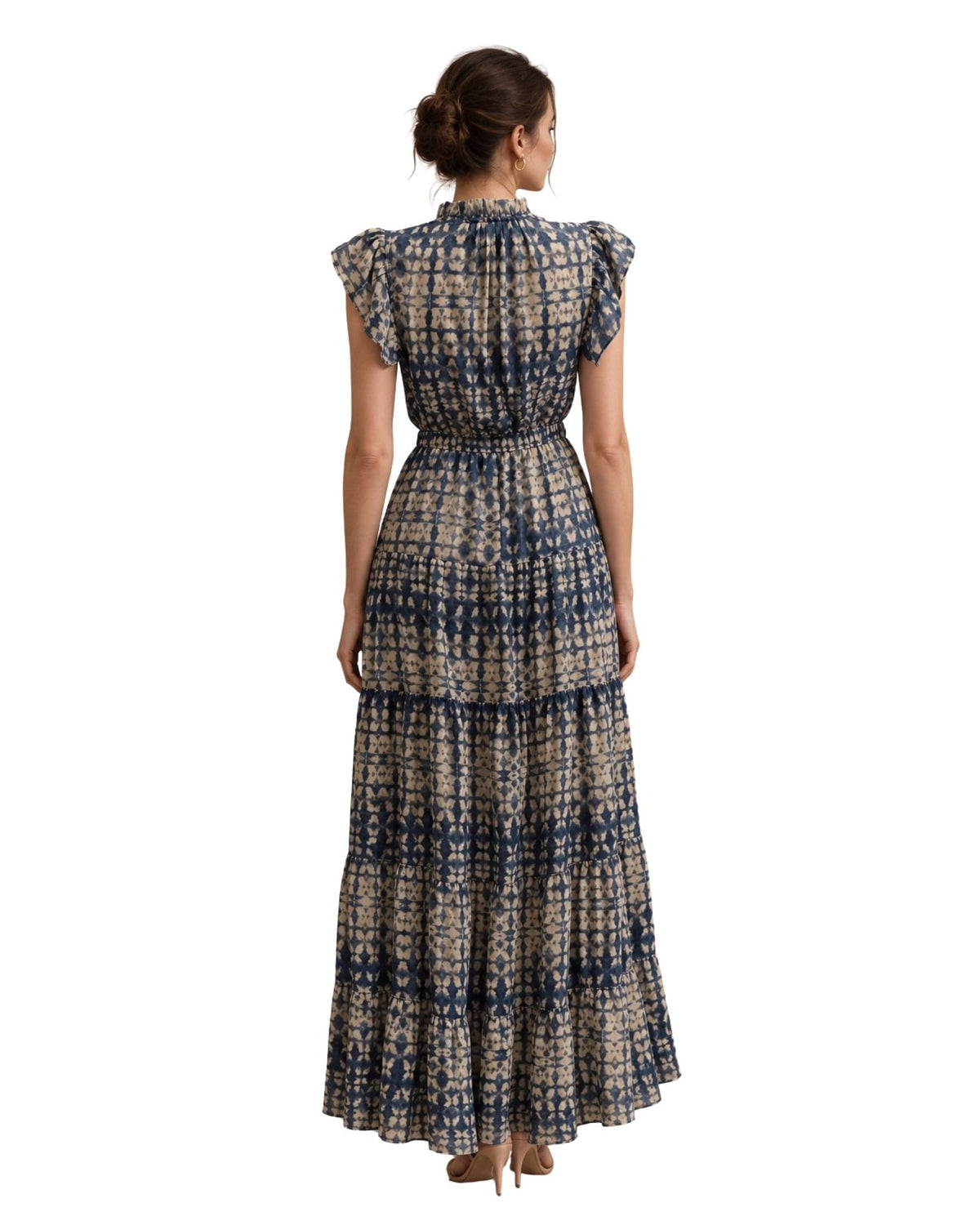 The Nina Batik Print Tiered Maxi Dress - Navy - pookie and sebastian