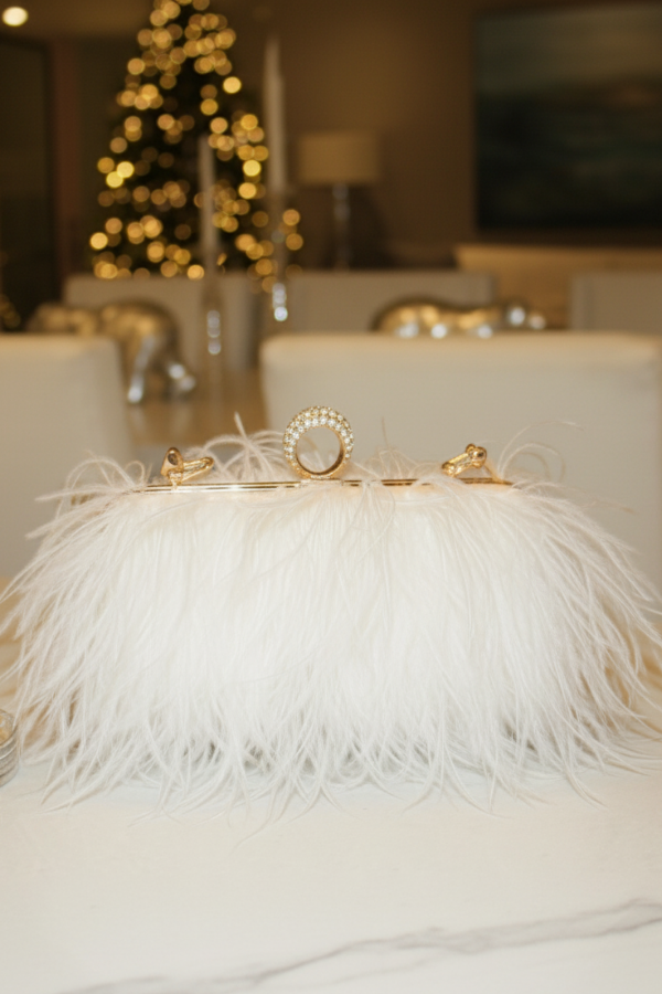 Feathers and Diamonds Evening Clutch
