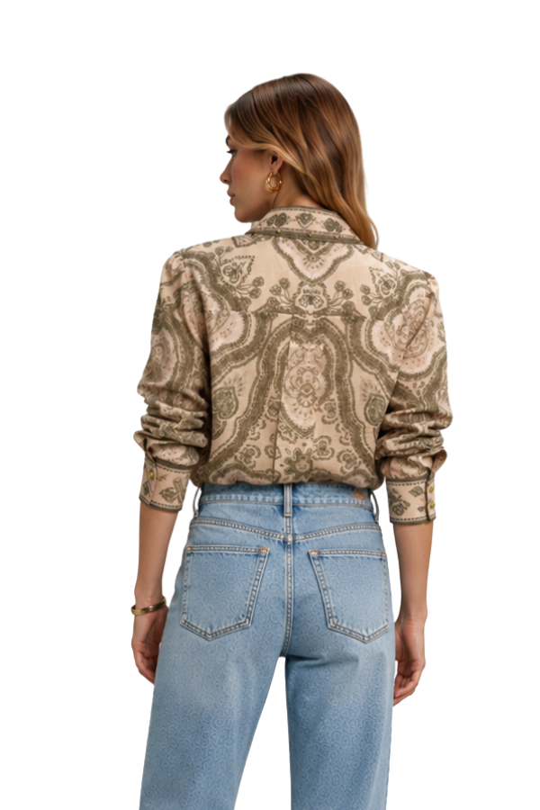 The Sabine Paisley Print Button-Up Blouse