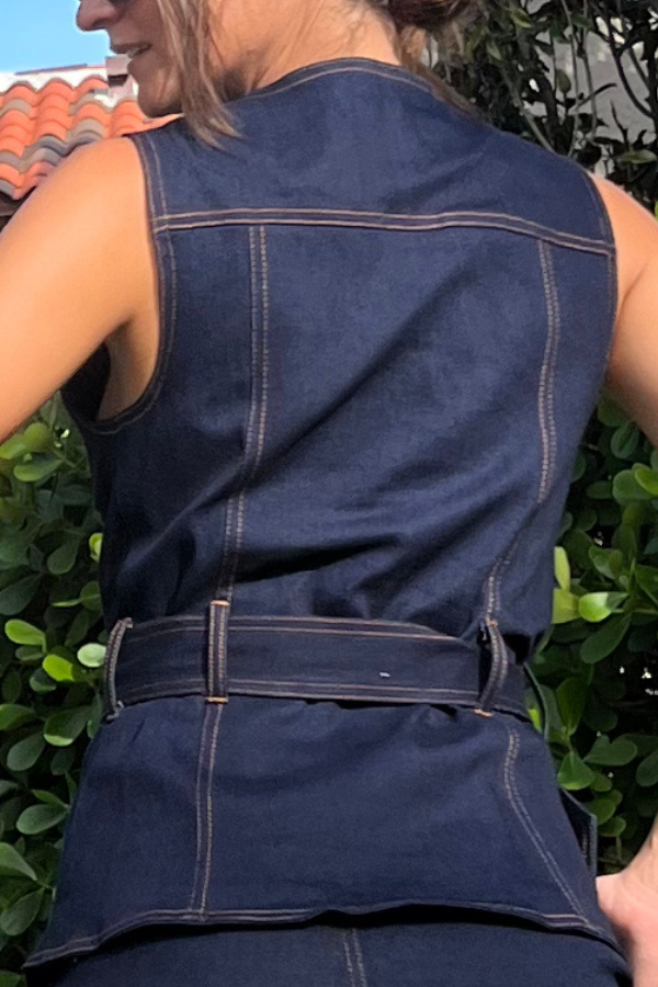 Gold Button Belted Top