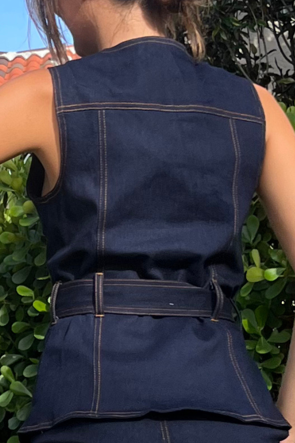 Gold Button Belted Top