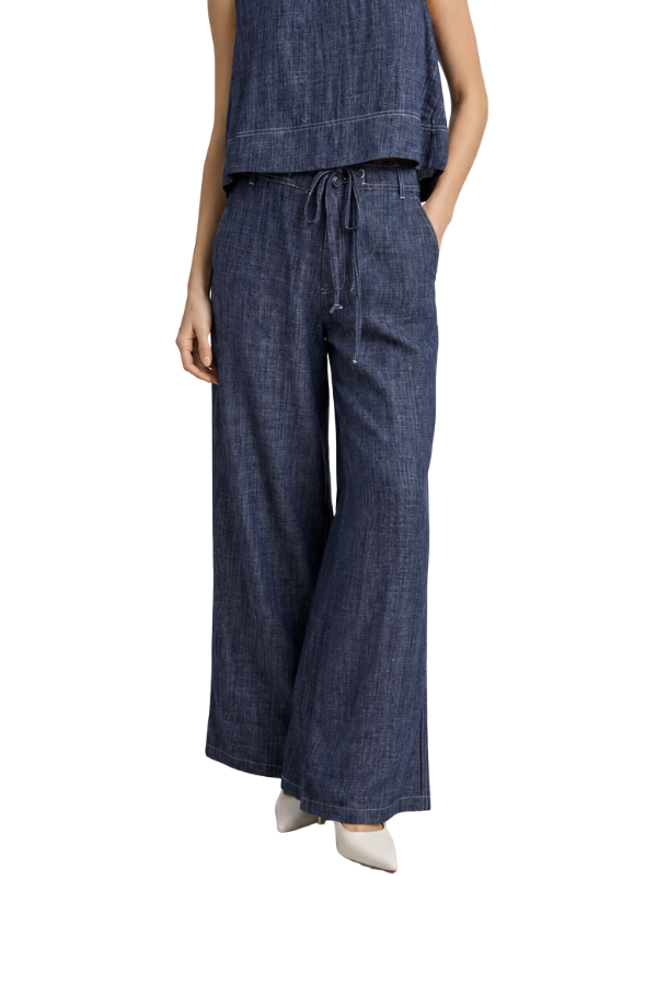 The Verona Linen Stitched Wide Pants