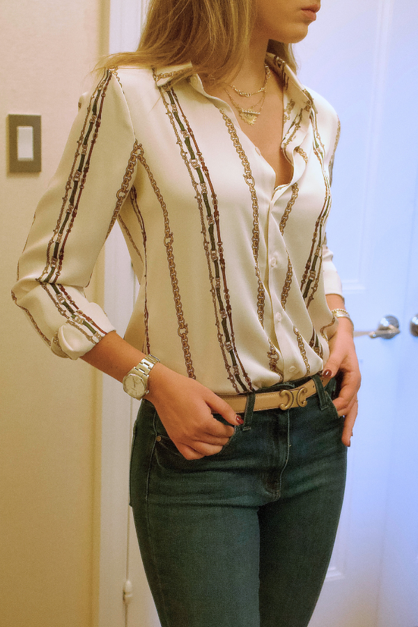 Printed top long sleeves