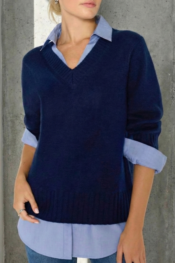 The Annie Mixed Shirt Layered Blouse.