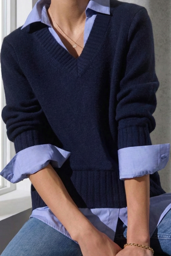 The Annie Mixed Shirt Layered Blouse.