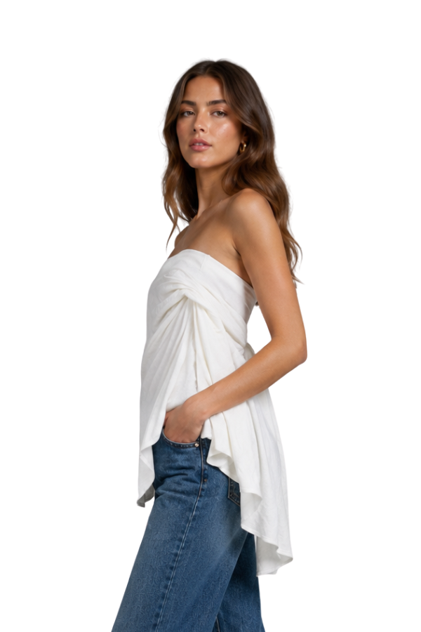 The Evelyn Knit Pleated Strapless Top