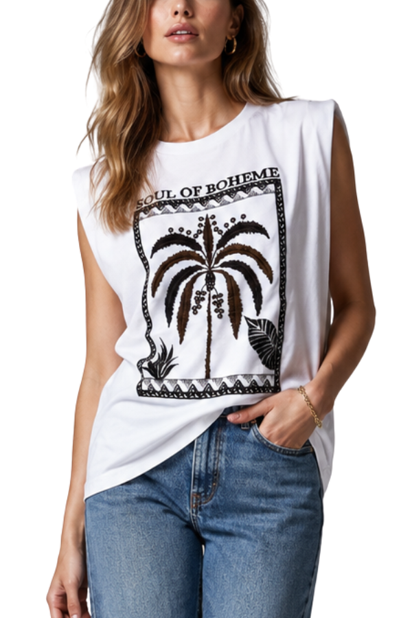 The Palm Tree Embroidered Top
