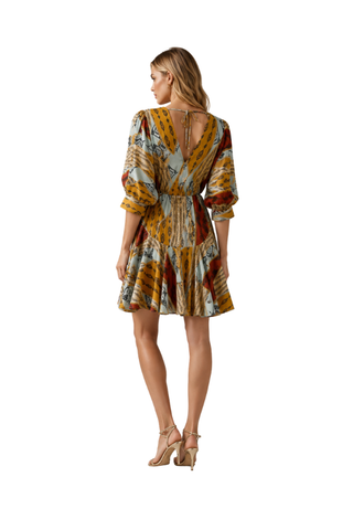 The Sasha Printed Drawstring Waist Mini Dress - pookie and sebastian