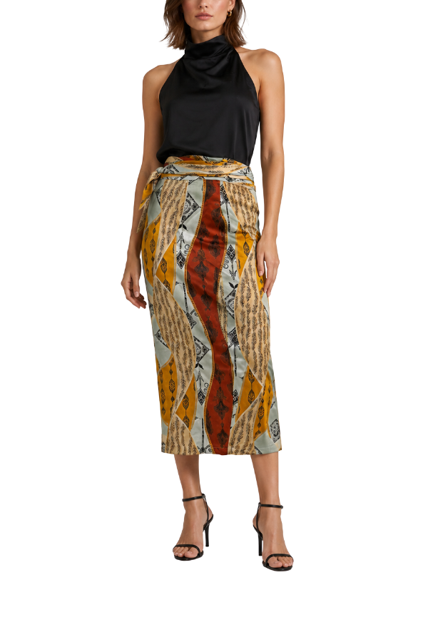 The Zadie Printed Wrap Midi Skirt