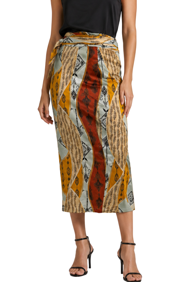 The Zadie Printed Wrap Midi Skirt