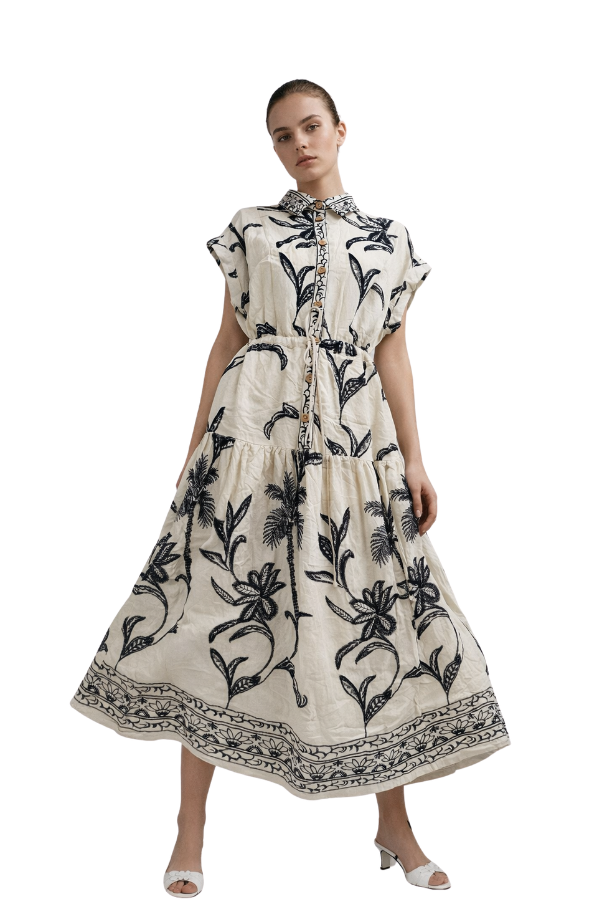 The Clarissa Tie Front Waist Midi Dress - pookie and sebastian