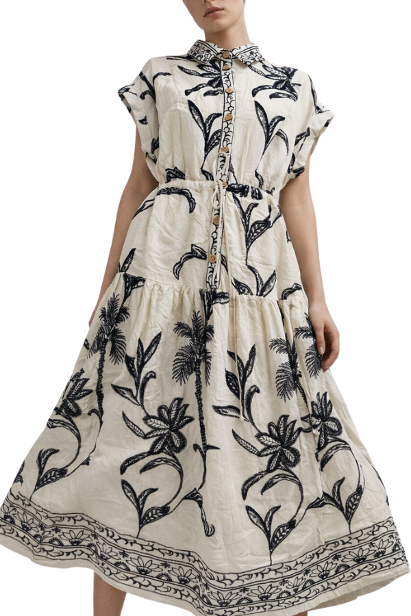 The Clarissa Tie Front Waist Midi Dress - pookie and sebastian