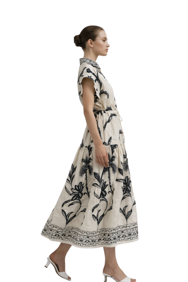 The Clarissa Tie Front Waist Midi Dress - pookie and sebastian