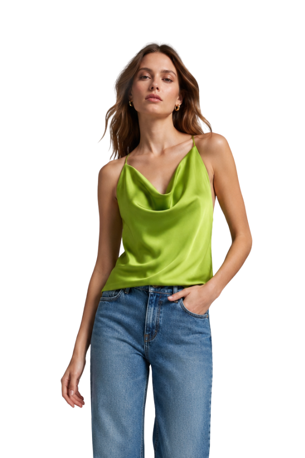 The Jade Satin Summer Halter Top