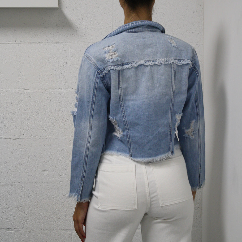 Mid Length With All Over Fray Edges Denim Jacket Pookie and Sebastian