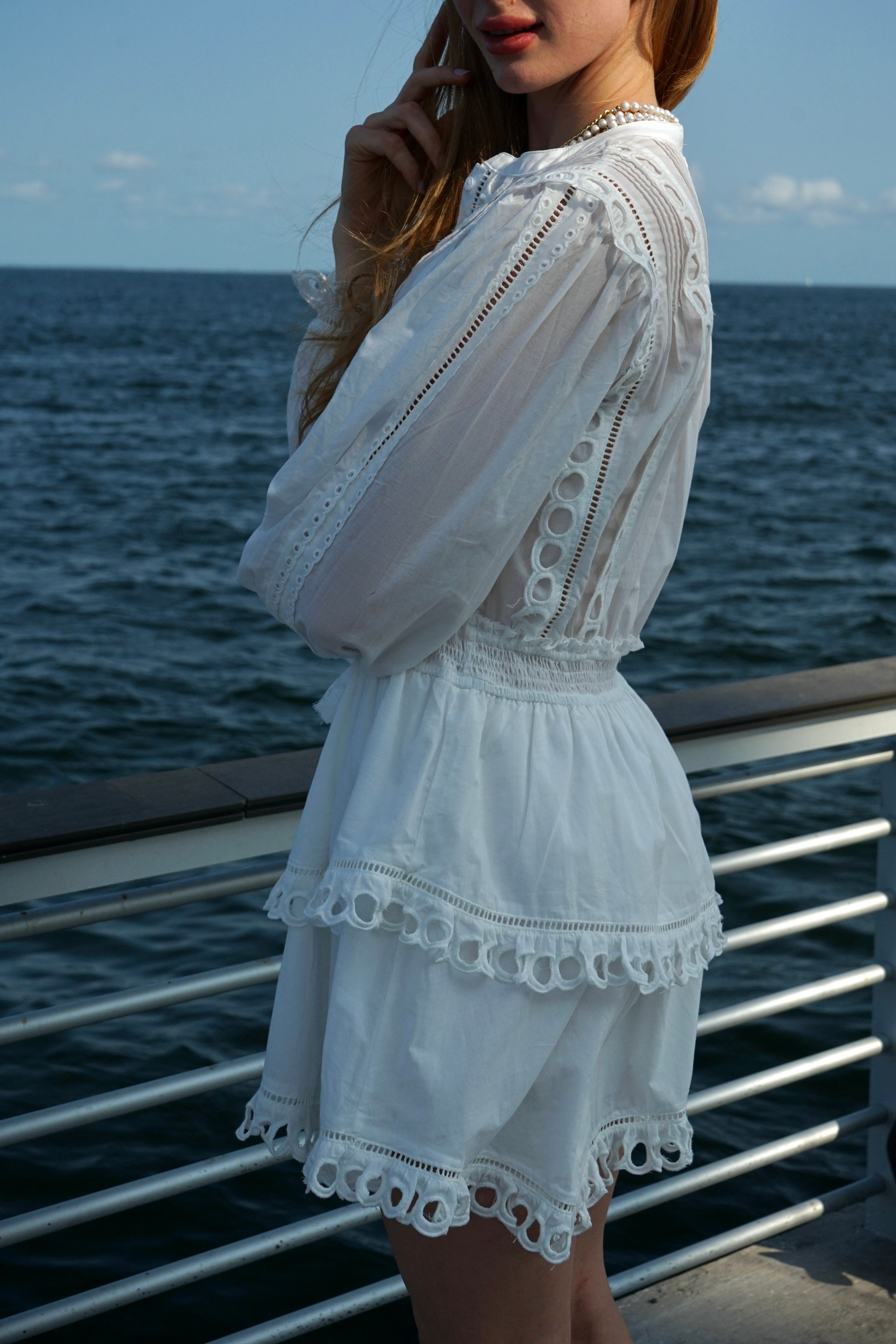 Eyelet mini dress
