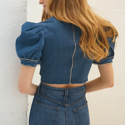 Denim Bow Tie Top