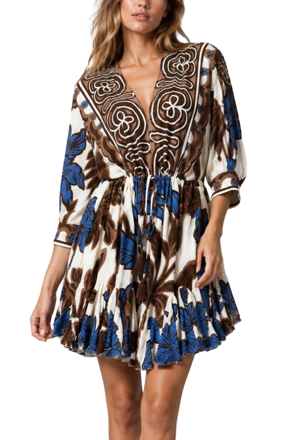 The Hazel 3/4 Dolman Sleeve Printed Mini Dress