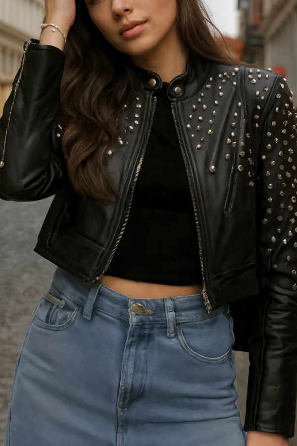 The Orion Cropped Vegan Leather Jacket