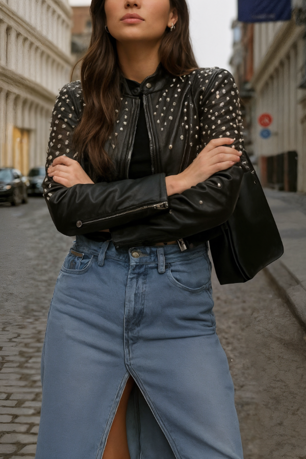 The Orion Cropped Vegan Leather Jacket
