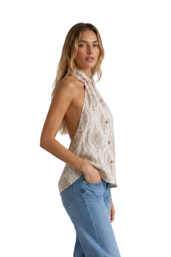The Adriana Printed Halter Neck Top