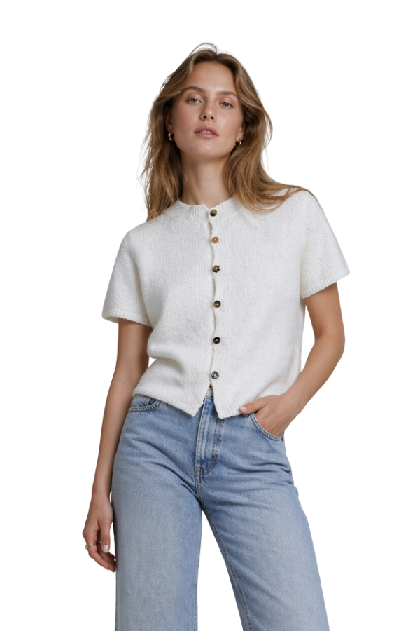 The Emily Button Detailed Short Sleeve Top - pookie and sebastian