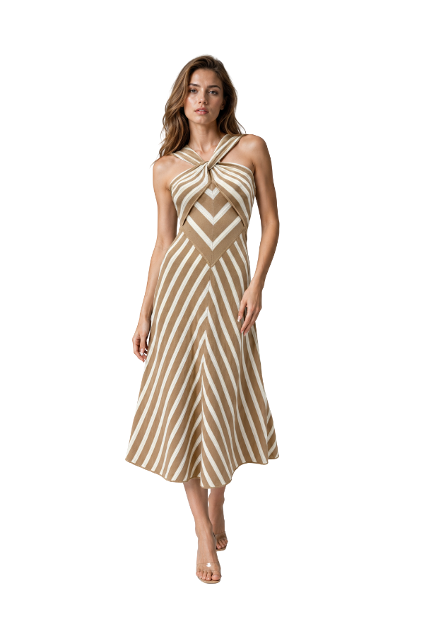 The Helena Striped Knit Midi Dress