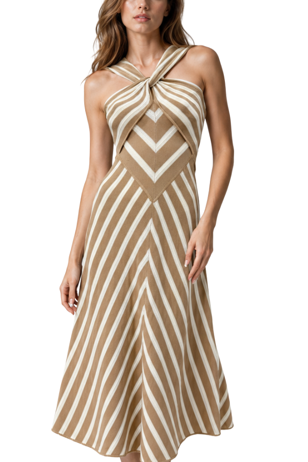 The Helena Striped Knit Midi Dress