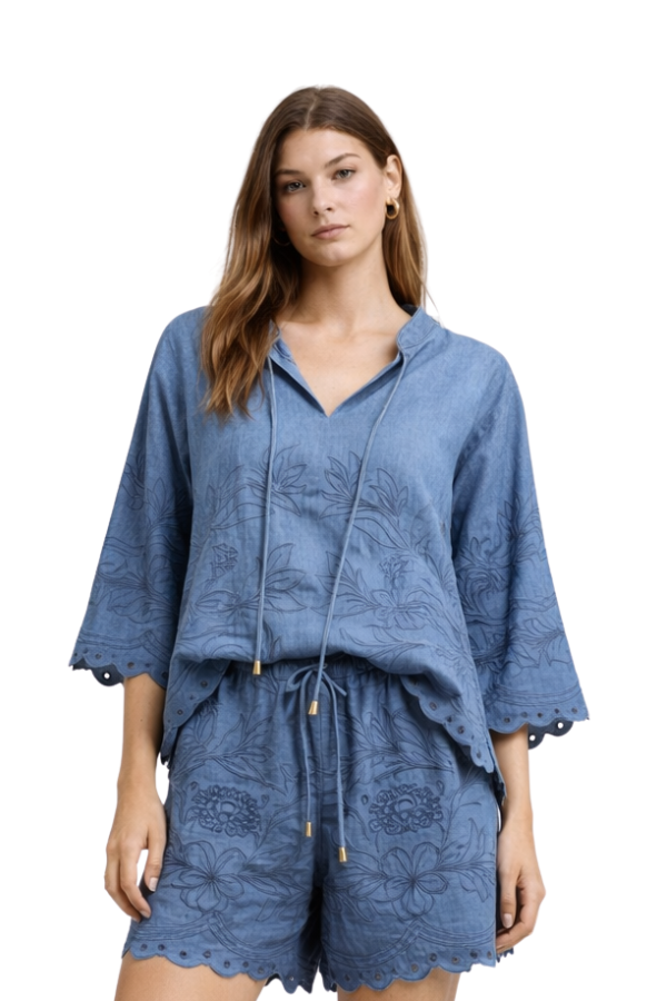 The Kiki Tencel Embroidery Blouse - pookie and sebastian